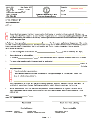 Ky Community Order  Form