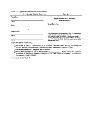  Eform 3 11 Appearance and Answer of Defendant S 2012