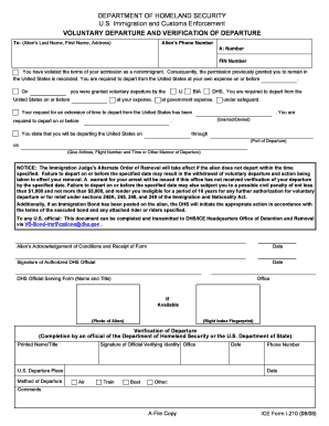 Voluntary Departure Form