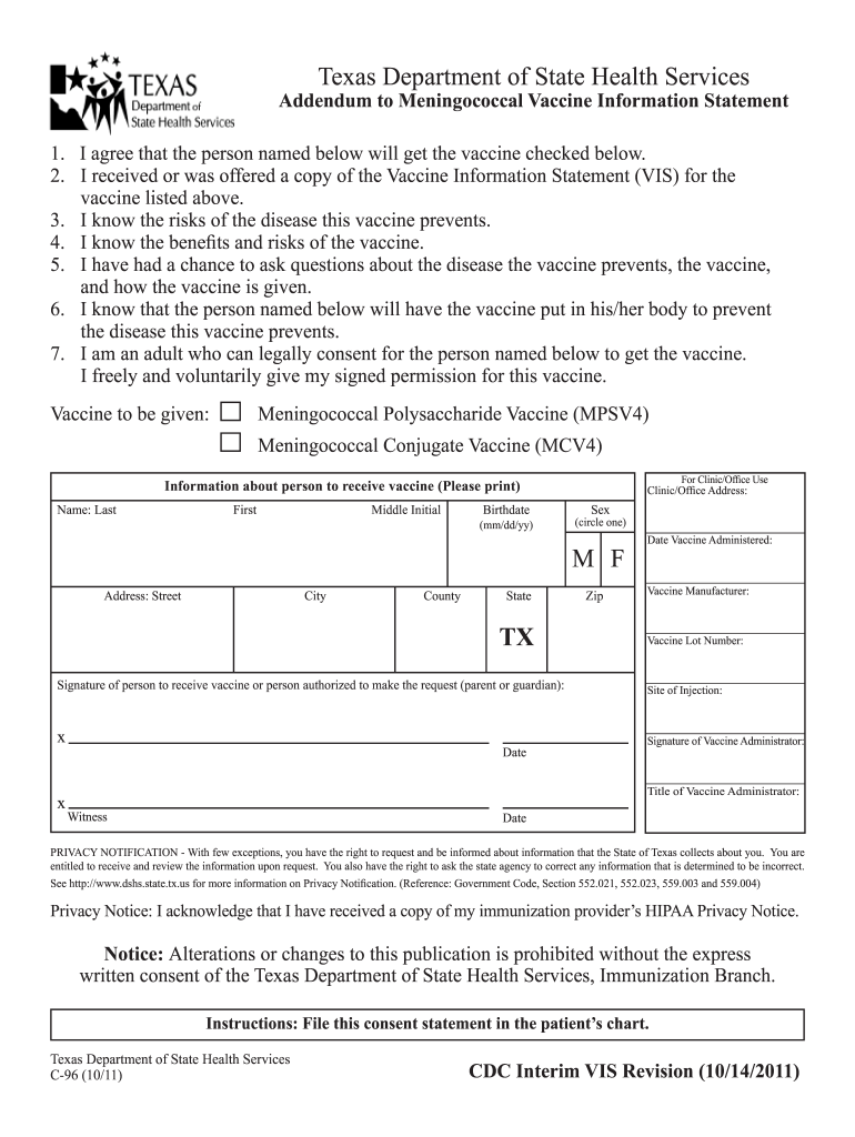  Meningococcal Addendum  Texas Department of State Health 2011-2024