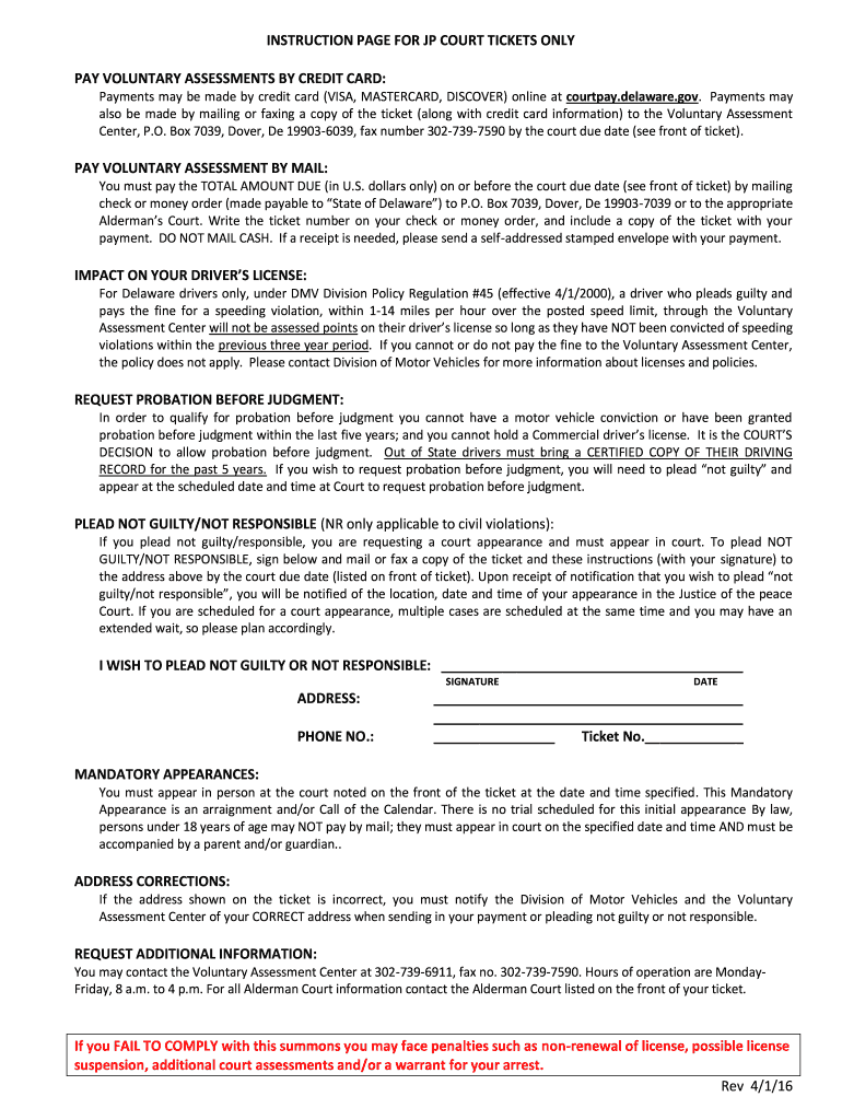 DIRECTIONS for JP COURT TICKETS ONLY  Form