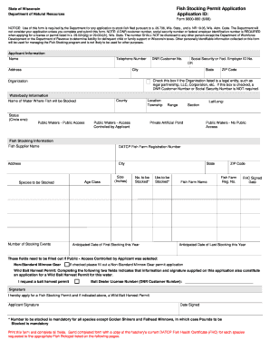 Fish Stocking Permit Application Application ID Dnr Wi  Form