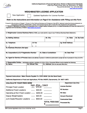  Weighmaster License Application Form Cdfa Ca 2020