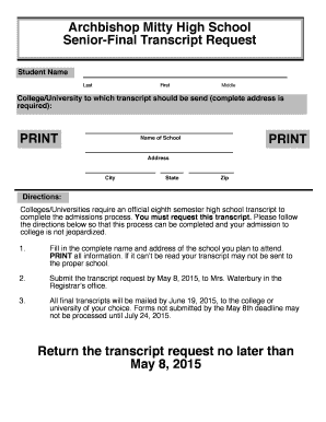 Mitty Transcript  Form