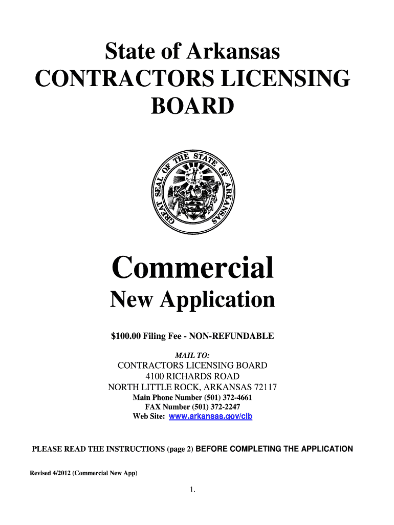 Commercial New App Arkansas Contractors Licensing Board Aclb Arkansas 2012