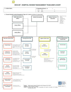 HICS 207 Hospital Incident Managment Team HIMT Chart DOCX Emsa Ca  Form