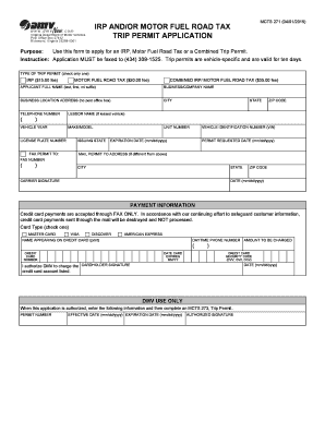 IRP ANDOR MOTOR FUEL ROAD TAX TRIP PERMIT APPLICATION Dmv Virginia  Form