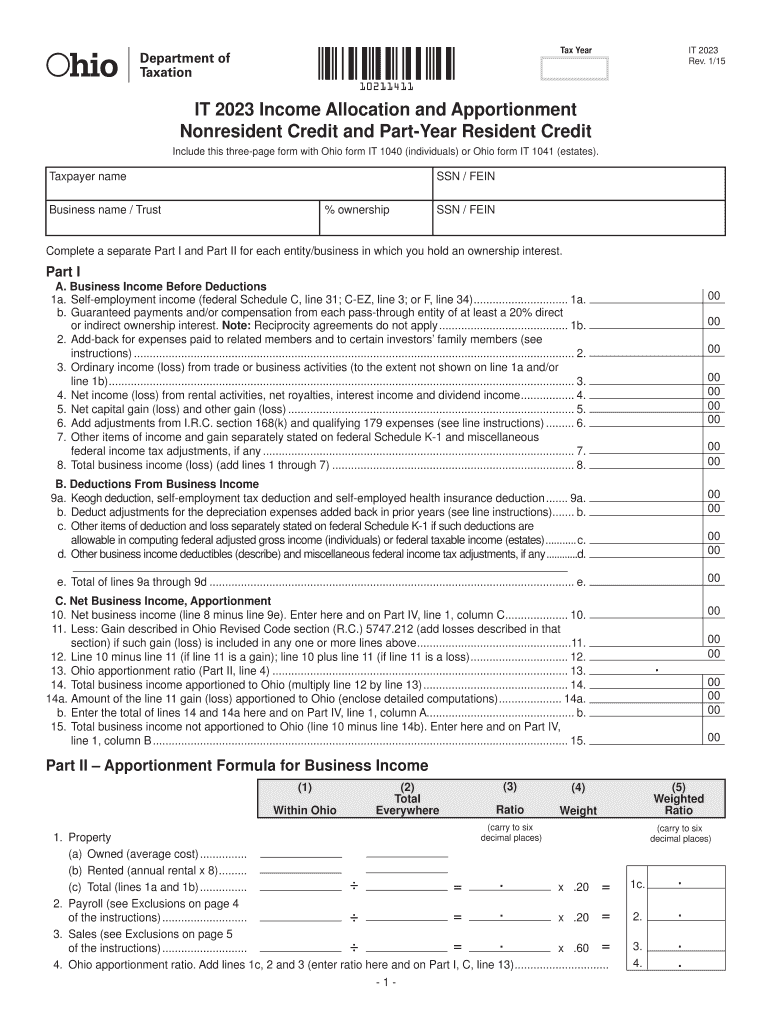  Include This Three Page Form with Ohio Form it 1040 2015