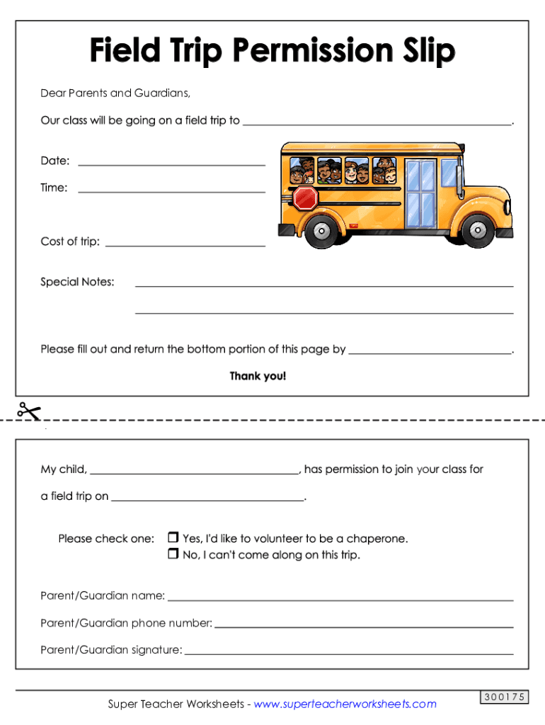  Permission SlipFIELD 2023-2024