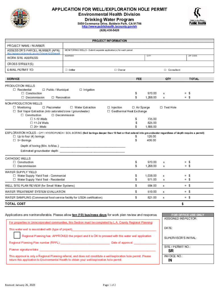  Service Request Well Permit Application 2023-2024