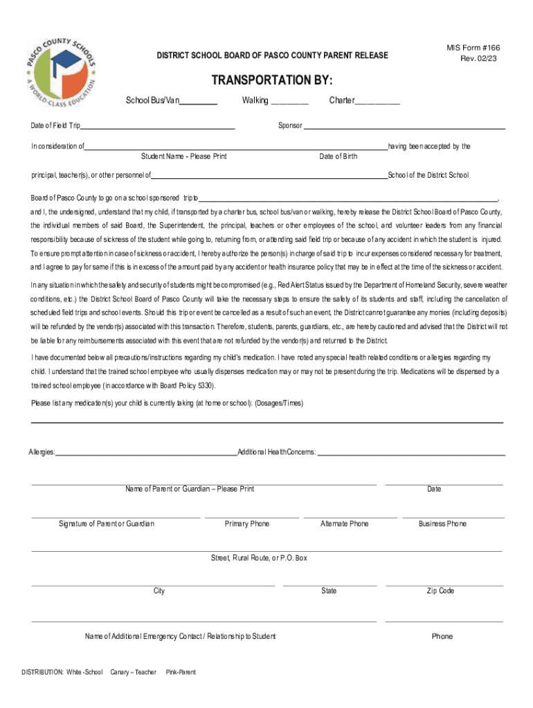 Permission Form PDF MIS Form #166 DISTRICT SCHOOL