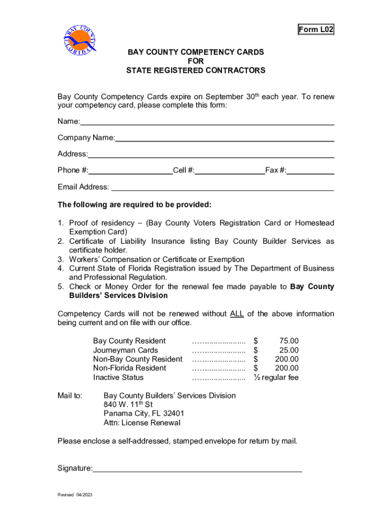 Certificate of Competency Renewal Application  Form