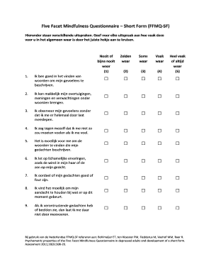 Mindfulness Questionnaire for Students PDF  Form