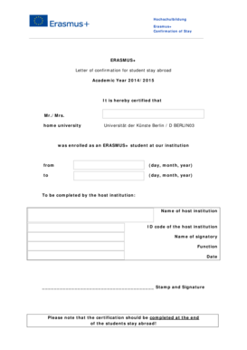Letter of Confirmation Erasmus  Form
