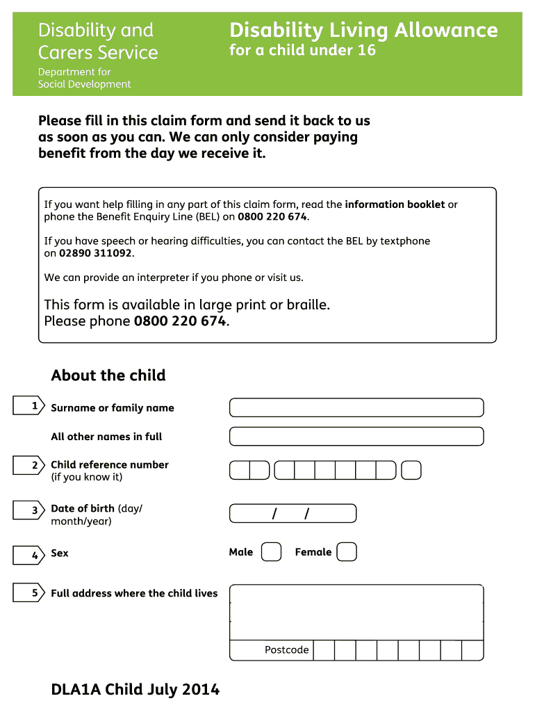 Disability Living Allowance 2014 2024 Form Fill Out And Sign Disability Living Allowance 2014 2024 Form Fill Out And Sign