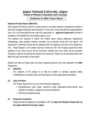 Bba Final Year Project Report PDF  Form