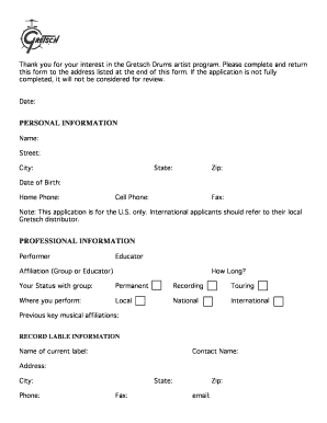 Tama Endorsement Application  Form