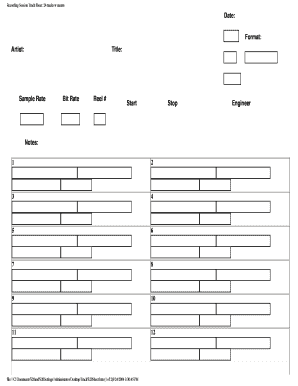 24 Track Track Sheet  Form