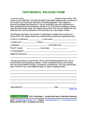 Testimonial Release Form