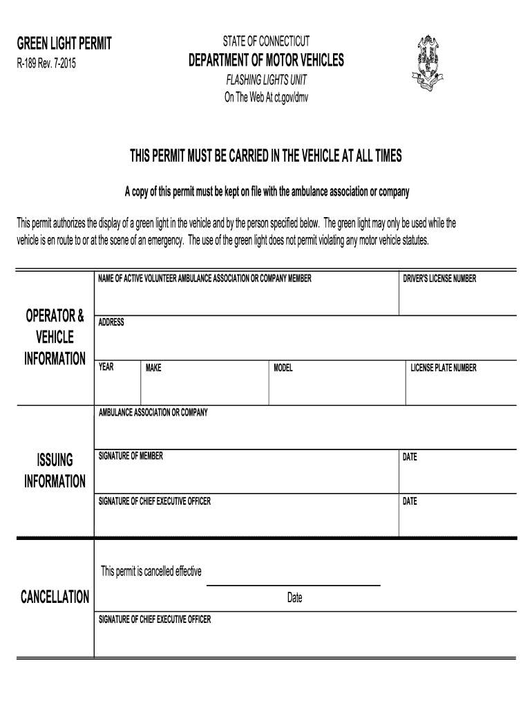 Ct Light Permit  Form