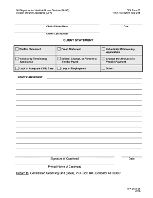  Nh Dhhs Client Statement Form 2011