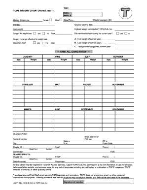 Tops Weight Loss  Form