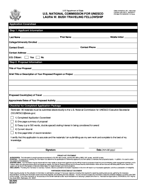  Completed Application Coversheet Form DS 7646 State 2014