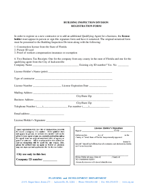 City of Jacksonville Contractor Registration Form