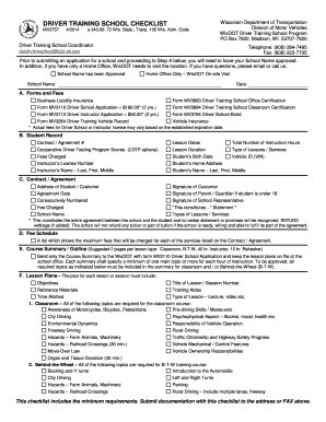  MV3757 Driver Training Schools Checklist Driver Training Schools Checklist Www1 Wisconsindot 2014