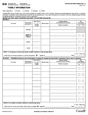 Family Information Form Sample