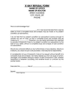 Dental X Ray Refusal Form