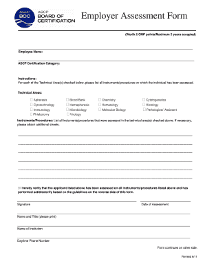 Employer Assessment Form PDF