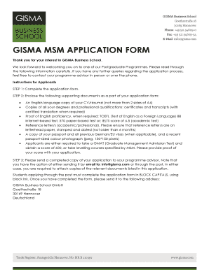 Gisma Business School Application Form