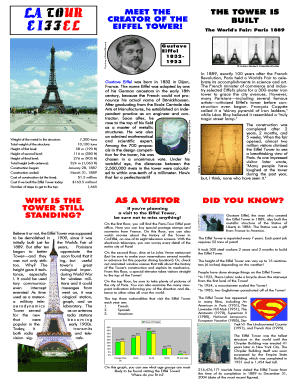 Eiffel Tower Brochure  Form