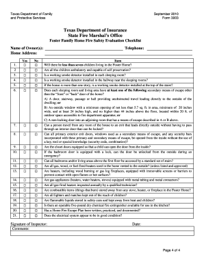 Foster Home Inspection Form City of Bonham Cityofbonham