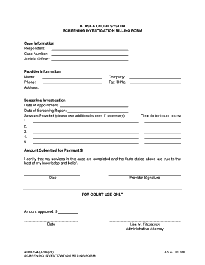 ADM 124 Screeing Investigation Billing Forms 6 11