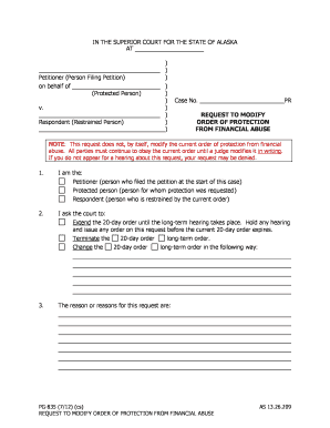 PG 835, Request to Modify Order 712 PDF Fill in Probate Guardianship Forms