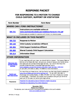  DR 720 Response Packet Cover Sheet 1013 Domestic Relations Forms 2015