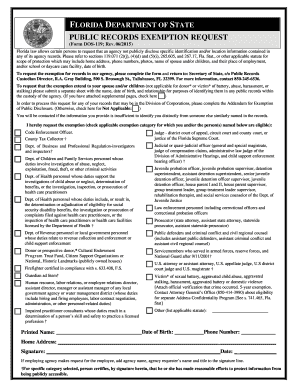 Public Records Exemption Request Form