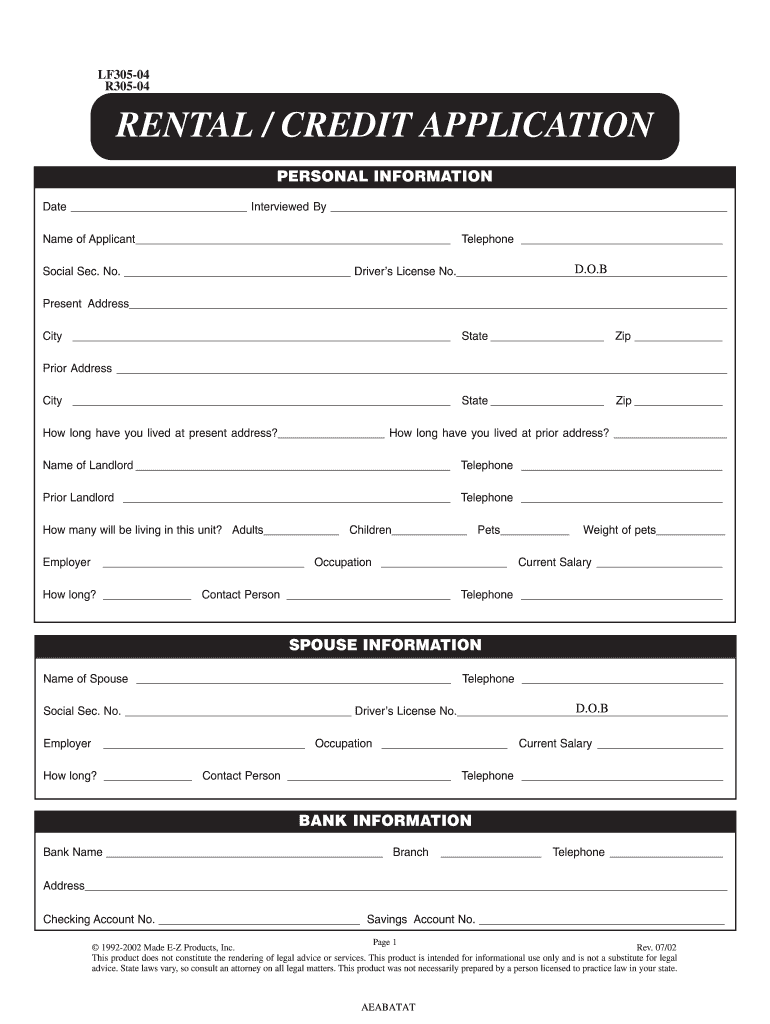 Credit Application  Form