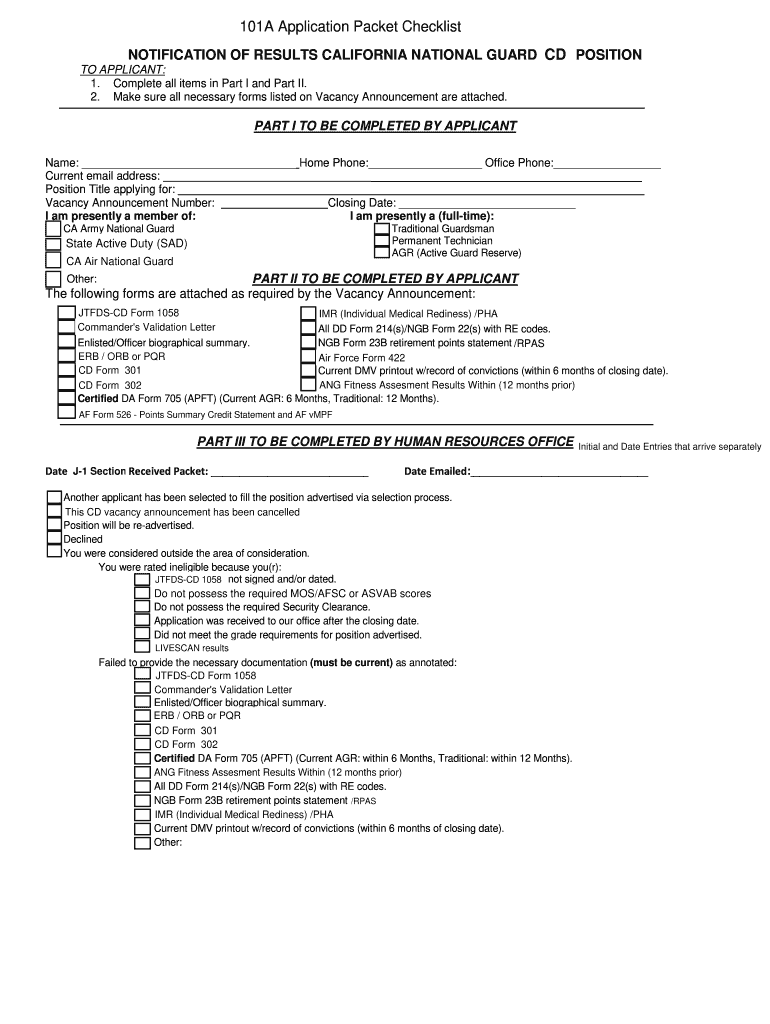 CD Application Checklist  Calguard Ca  Form