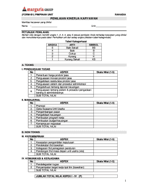 Contoh Form Penilaian Kinerja Karyawan PDF