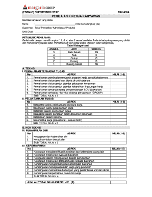 Contoh Form Penilaian Kinerja Karyawan Excel