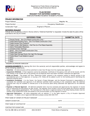 City of Houston Deferred Submittal  Form