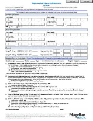Print Form Alaska Medicaid Prior Authorization Form Reset Form Fax This Request to 1 888 603 7696 Questions Call Magellan Medica