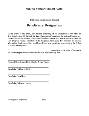 Beneficiary Form Template Word