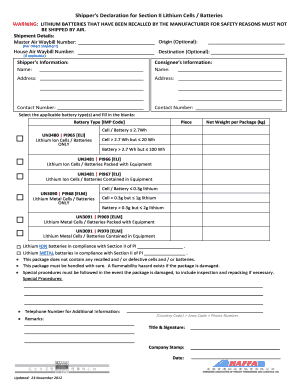 Battery Declaration Form