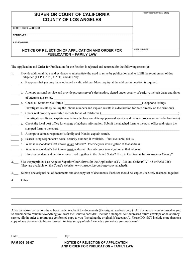  Microsoft Word  FAM 009 Notice of Rejection of Application and Order for Publication 09 07 DOC 2007