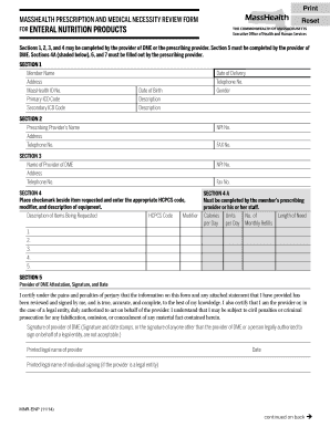 Masshealth Enteral Nutrition Form