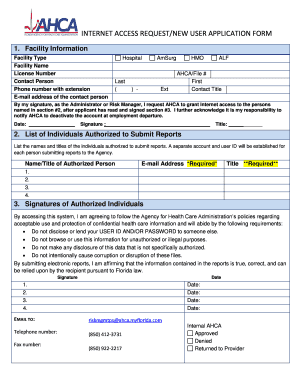 Internet Access Form New User Application Form